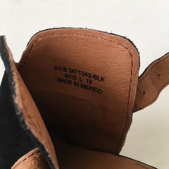 FRYE Dani Shield Sling Back Sandal Heels Open toe Wood wmn 6.5 black Or tan New - Picture 9 of 15